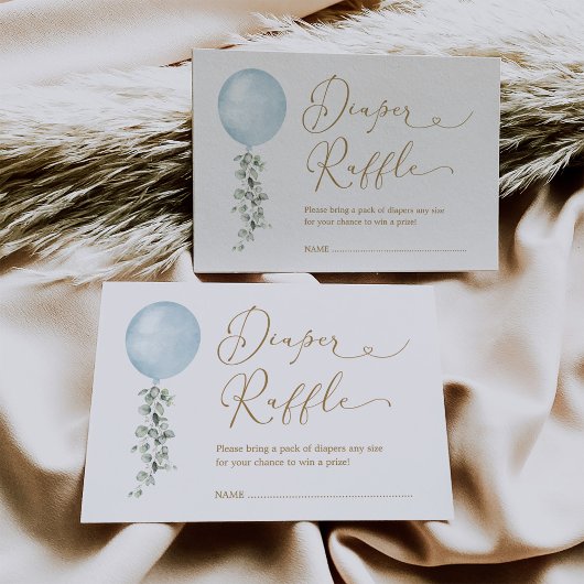 ミニマリストブルーバルーンユーカリプトゥスオムツラッフル エンクロージャーカード