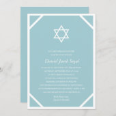 ミニマリストブルーバーまたはバルミツワー 招待状 (正面/裏面)