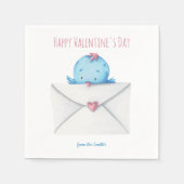 ミニマリストブルーバードハッピーバレンタインデー元 スタンダードカクテルナプキン (正面)