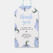 ミニマリストブルーパンプキン秋ベビーシャワーメッセージカード ギフトタグ (正面)