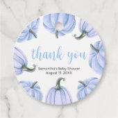 ミニマリストブルーパンプキン秋ベビーシャワーラウンド フェイバータグ (正面)