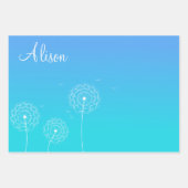 ミニマリストブルーパープルオレンジタンデリオンシード名 ラッピングペーパーシート (正面3)