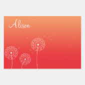 ミニマリストブルーパープルオレンジタンデリオンシード名 ラッピングペーパーシート (正面)