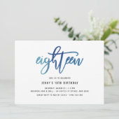 ミニマリストブルーフォイル18誕生日招待状 招待状 (スタンド正面)