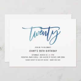 ミニマリストブルーフォイル20誕生日招待状 招待状