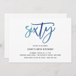 ミニマリストブルーフォイル60誕生日招待状 招待状