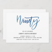 ミニマリストブルーフォイル90誕生日招待状 招待状 (正面/裏面)