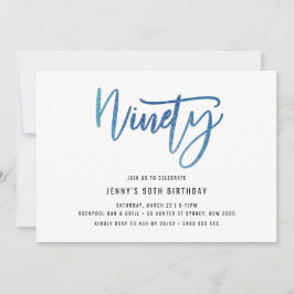 ミニマリストブルーフォイル90誕生日招待状 招待状