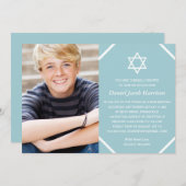 ミニマリストブルーフォトバー（ユダヤ教の）バル・ミツバー 招待状 (正面/裏面)