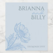 ミニマリストブルーフローラワインラベル ワインラベル (シングルラベル)