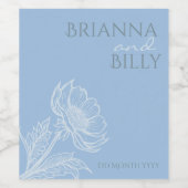 ミニマリストブルーフローラワインラベル ワインラベル (シングルラベル)