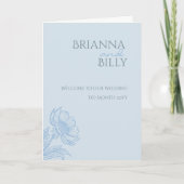 ミニマリストブルーフローラ折り畳み結婚式 プログラム (正面)
