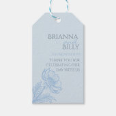 ミニマリストブルーフローラ結婚式の引き出物ラベル ギフトタグ (正面)