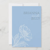 ミニマリストブルーフローラ結婚式招待状 招待状 (裏面)