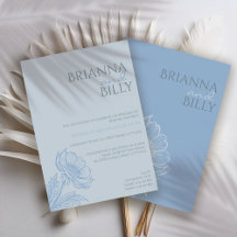 ミニマリストブルーフローラ結婚式招待状