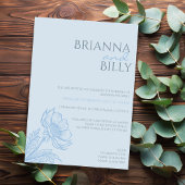 ミニマリストブルーフローラ結婚式招待状 招待状