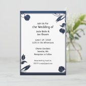 ミニマリストブルーフローラ結婚式招待状 招待状 (スタンド正面)