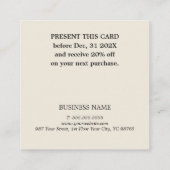 ミニマリストブルーベージュストライプズホリデークーポン 割引カード (裏面)