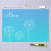 ミニマリストブルーホワイトダンデリオンナスキュートフローラ 薄葉紙 (クラフト)