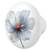 ミニマリストブルーホワイト独身の開花シックフローラ セラミックノブ (右)