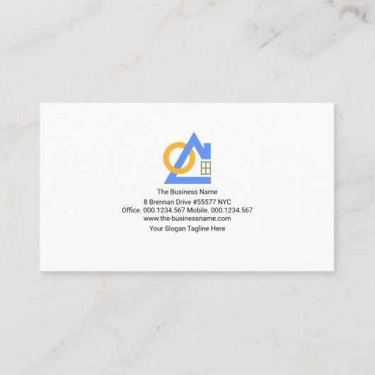 ミニマリストブルーホームライジングサン建築 名刺 (裏面)