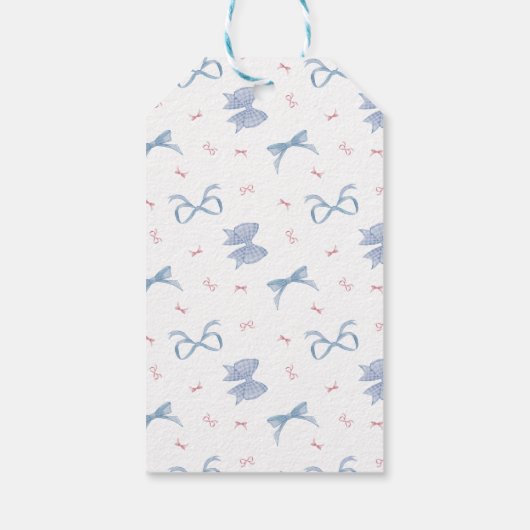 ミニマリストブルーボウボーイ赤ちゃんシャワーありがとう ギフトタグ (裏面)