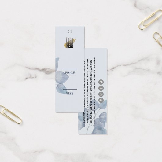 ミニマリストブルーボタニカルアパレルスイングプライスラベル (オフィス)