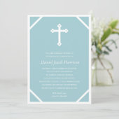 ミニマリストブルーボーイズファーストコミュニオン 招待状 (スタンド正面)