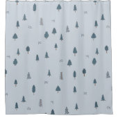 ミニマリストブルーマウンテンテーマボーイズバスルーム シャワーカーテン (正面)