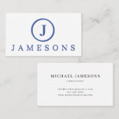 ミニマリストブルーモノグラムロゴエンボス効果Busi 名刺 (正面/裏面)