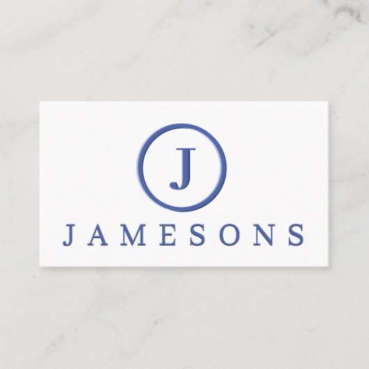 ミニマリストブルーモノグラムロゴエンボス効果Busi 名刺 (正面)