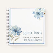 ミニマリストブルーワイルドフラワー結婚ズゲストブック ノートブック (正面)