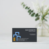 ミニマリストブルー建物ブロック建築 名刺 (スタンド正面)