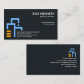 ミニマリストブルー建物ブロック建築 名刺 (正面/裏面)