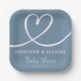 ミニマリストブルー手書きエレガントOhベビーシャワー ペーパープレート