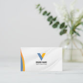 ミニマリストブルー白Qrコード名刺 名刺 (スタンド正面)