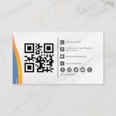 ミニマリストブルー白Qrコード名刺 名刺 (裏面)