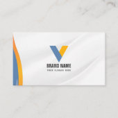 ミニマリストブルー白Qrコード名刺 名刺 (正面)