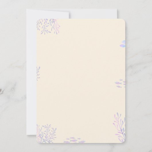 ミニマリストブルー&クリームガールズマーメイド誕生日 招待状 (裏面)