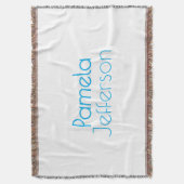 ミニマリストブルー&ホワイトプロフェッショナルモダン名 スローブランケット (正面縦)