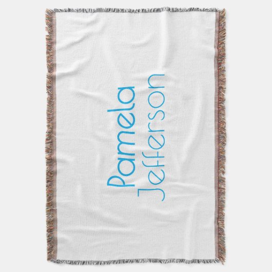 ミニマリストブルー&ホワイトプロフェッショナルモダン名 スローブランケット (正面縦)