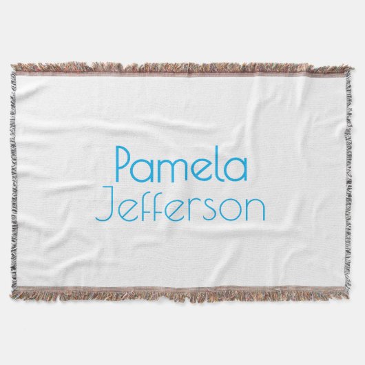 ミニマリストブルー&ホワイトプロフェッショナルモダン名 スローブランケット (正面)