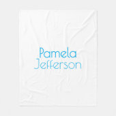 ミニマリストブルー&ホワイトプロフェッショナルモダン名 フリースブランケット (正面)