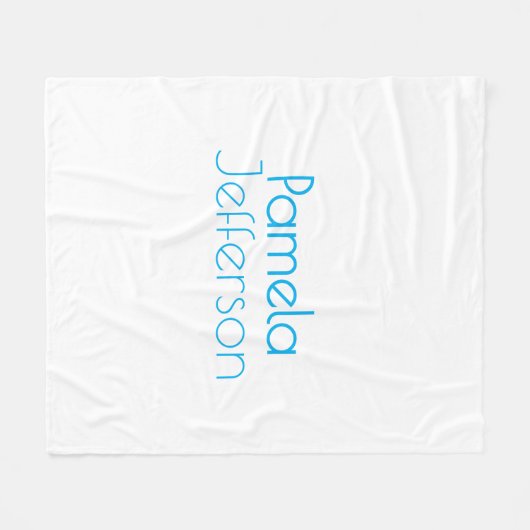 ミニマリストブルー&ホワイトプロフェッショナルモダン名 フリースブランケット (正面(横))