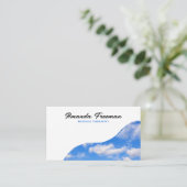 ミニマリストブルー&ホワイト曇りスカイマッサージセラピー 名刺 (スタンド正面)