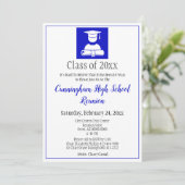 ミニマリストブルー ホワイト 高校クラス再会 招待状 (スタンド正面)