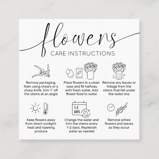 ミニマリストブーケ気にガイドフローリスト スクエア名刺 (正面)