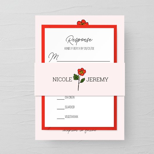 ミニマリストプリムローズ結婚式招待状ベリーバンド 招待状ベリーバンド