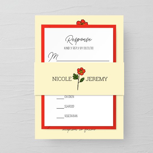 ミニマリストプリムローズ結婚式招待状ベリーバンド 招待状ベリーバンド