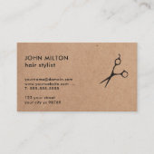 ミニマリストプリントクラフトハサミ美容師 名刺 (正面)